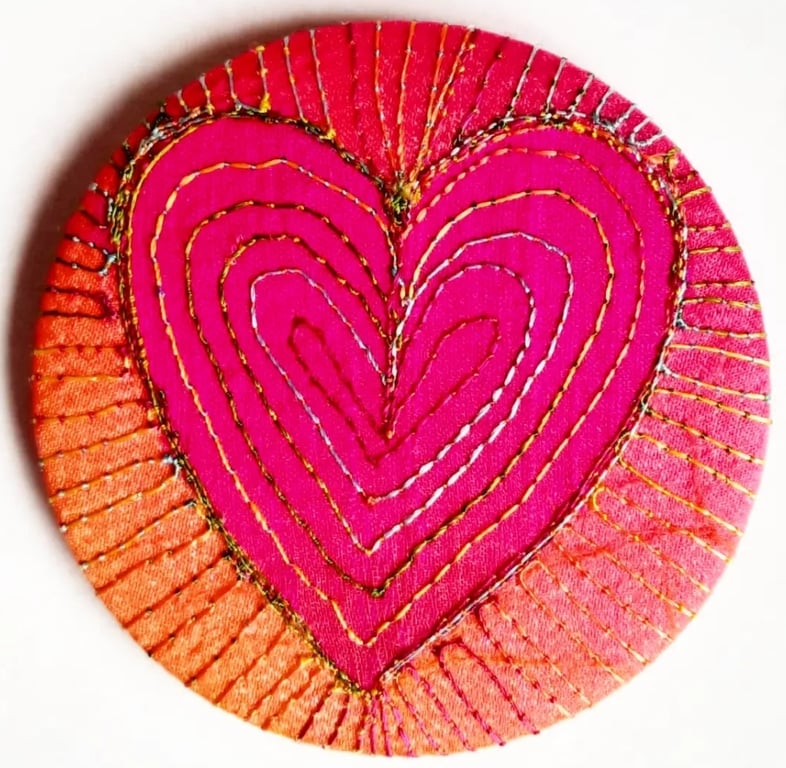 58mm Fabric Pocket Mirror with Free Machine Embroidery