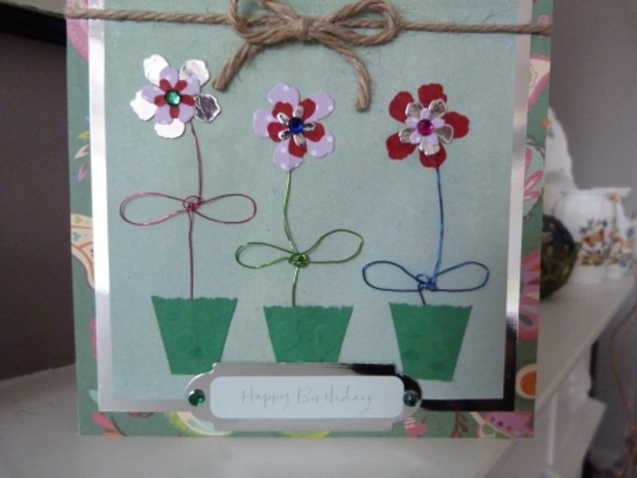 Pots of Flowers Birthday Card