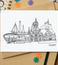 Cardiff Skyline Greetings Card - Image 1