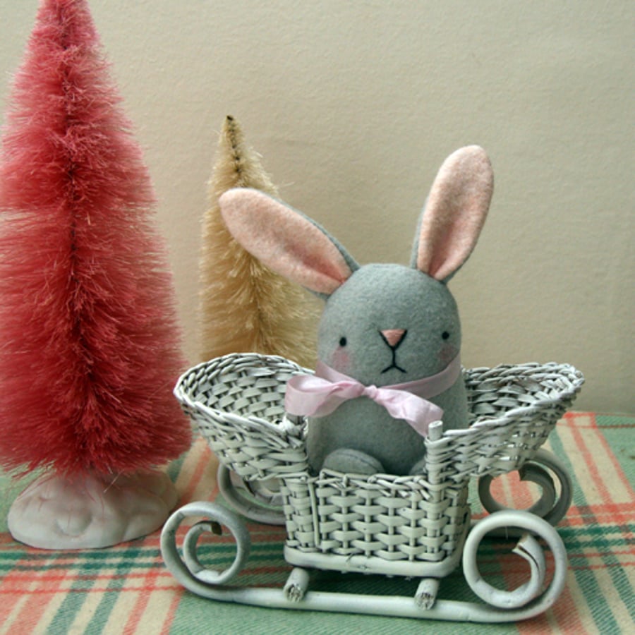 Cute pale grey wool felt bunny