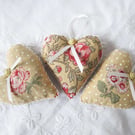 SET OF 3 FLORAL LAVENDER BAGS - HEART SHAPED