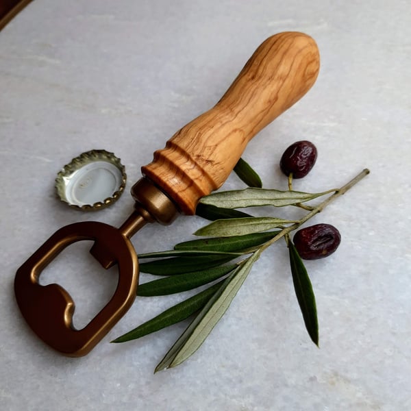 Handmade Woodturned Olive Wood Bottle Opener