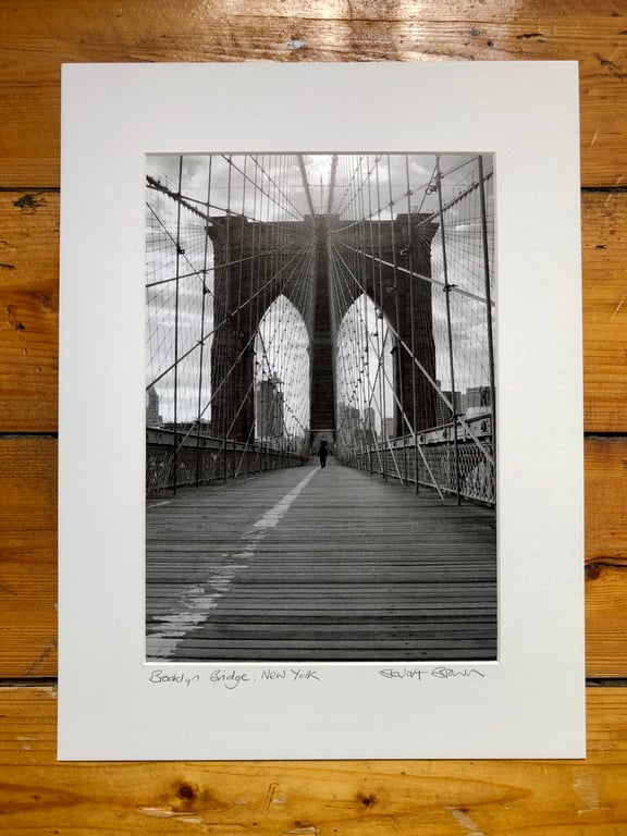‘Brooklyn Bridge’ New York signed mounted print FREE DELIVER