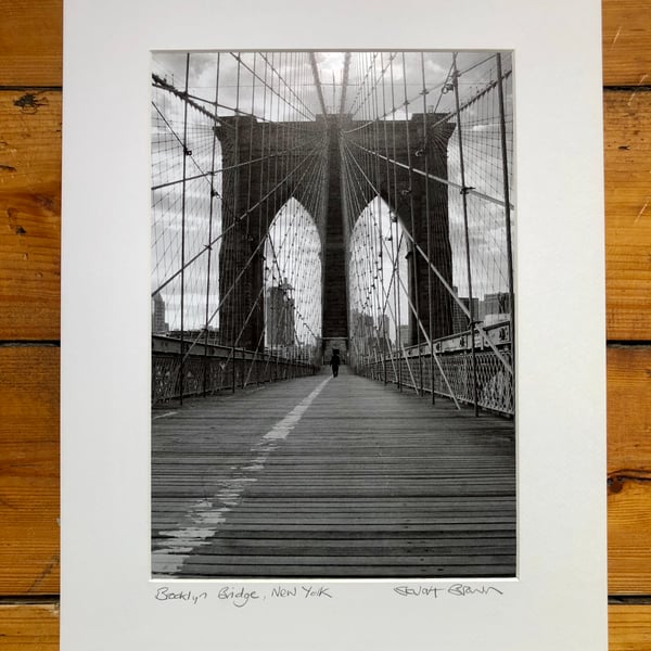 ‘Brooklyn Bridge’ New York signed mounted print FREE DELIVER