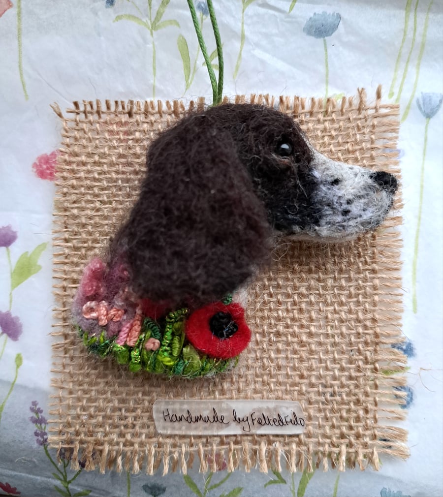 Needle Felted Springer Spaniel Brooch