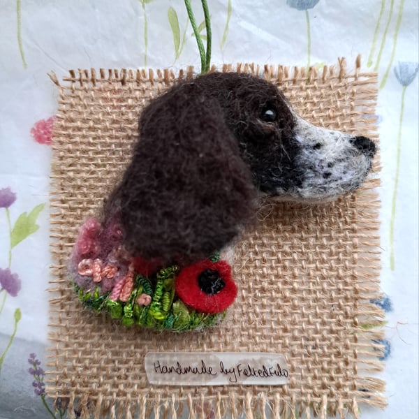 Needle Felted Springer Spaniel Brooch