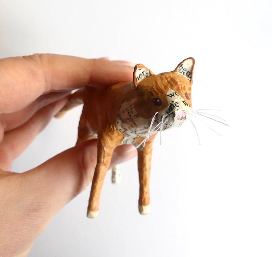 Handmade Cat Portrait Paper Model - Custom Pet Memorial Art Gifts Home Decor
