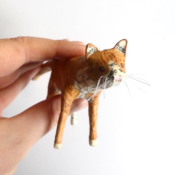 Handmade Cat Portrait Paper Model - Custom Pet Memorial Art Gifts Home Decor