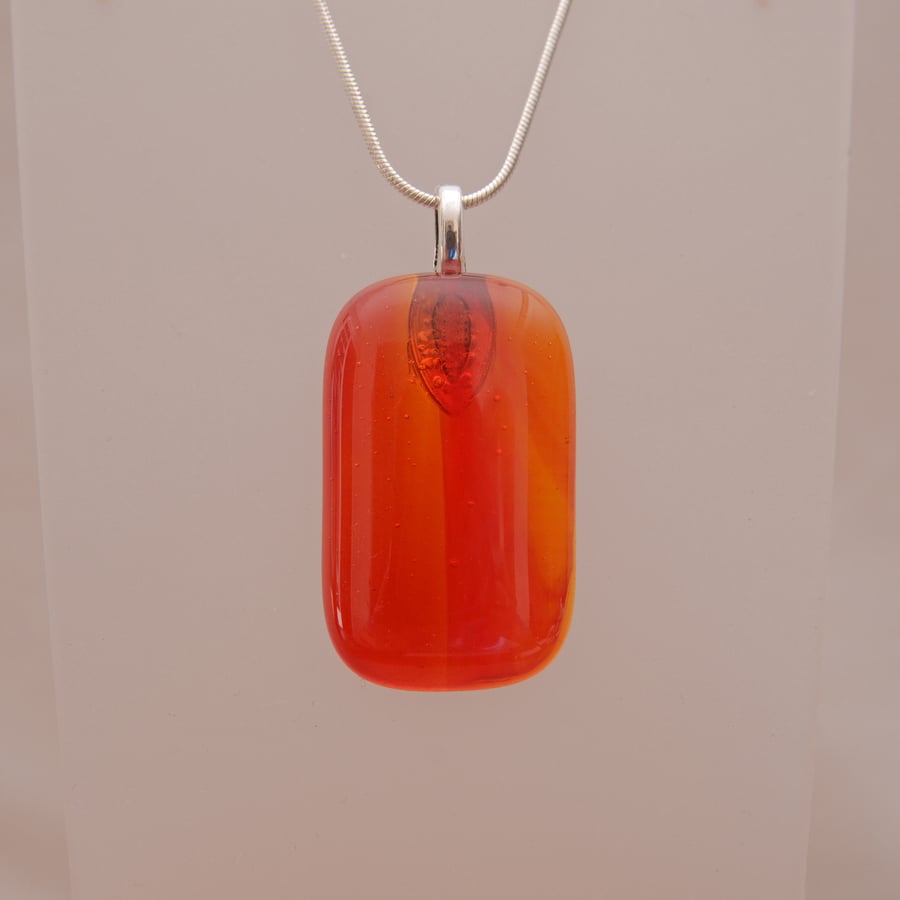 Deep orange fused glass necklace