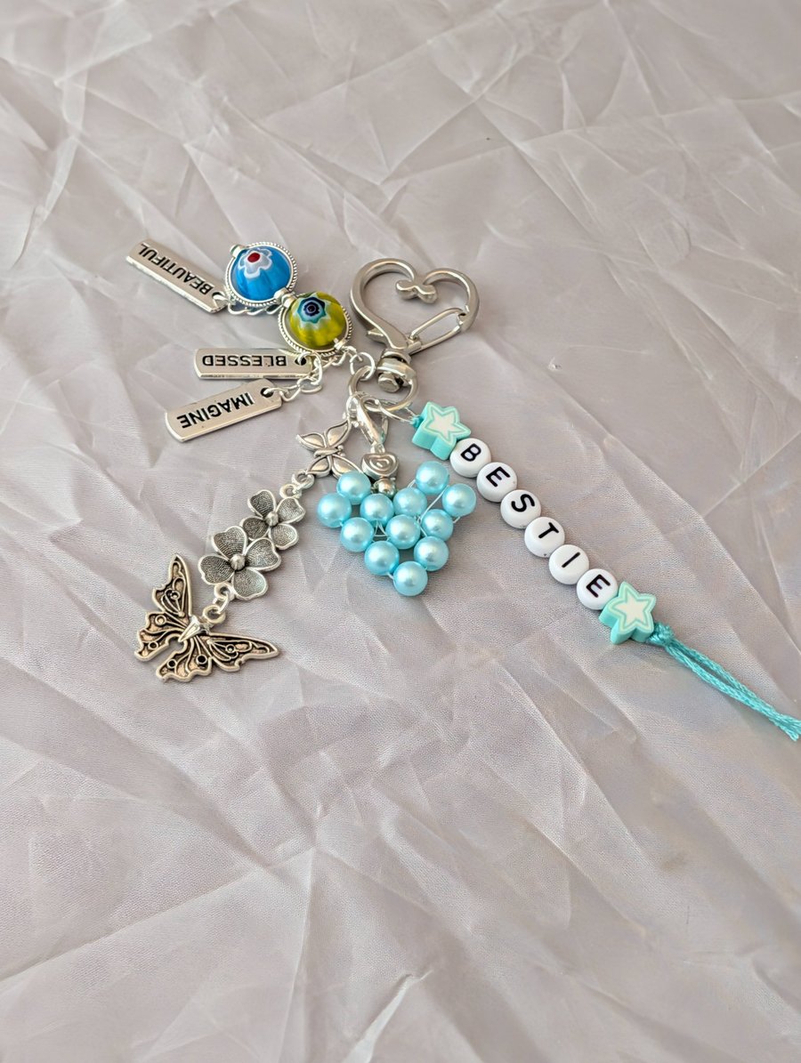 'Bestie' Bag Charm (mint), best friend, gift, keyring 