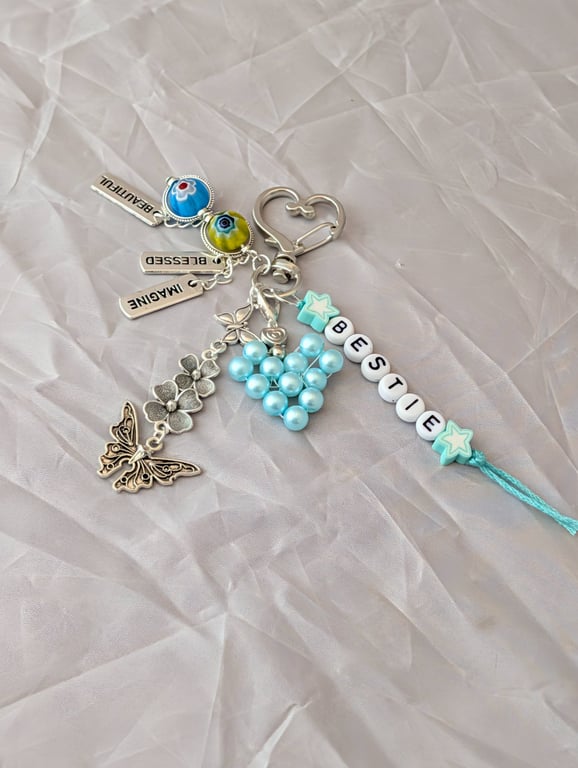 'Bestie' Bag Charm (mint), best friend, gift, keyring 