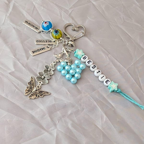 'Bestie' Bag Charm (mint), best friend, gift, keyring 