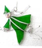 Green Witch on Broomstick Suncatcher Stained Glass 090