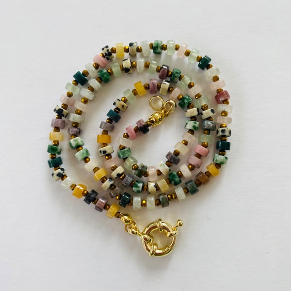 Multi coloured semi precious stone necklace 