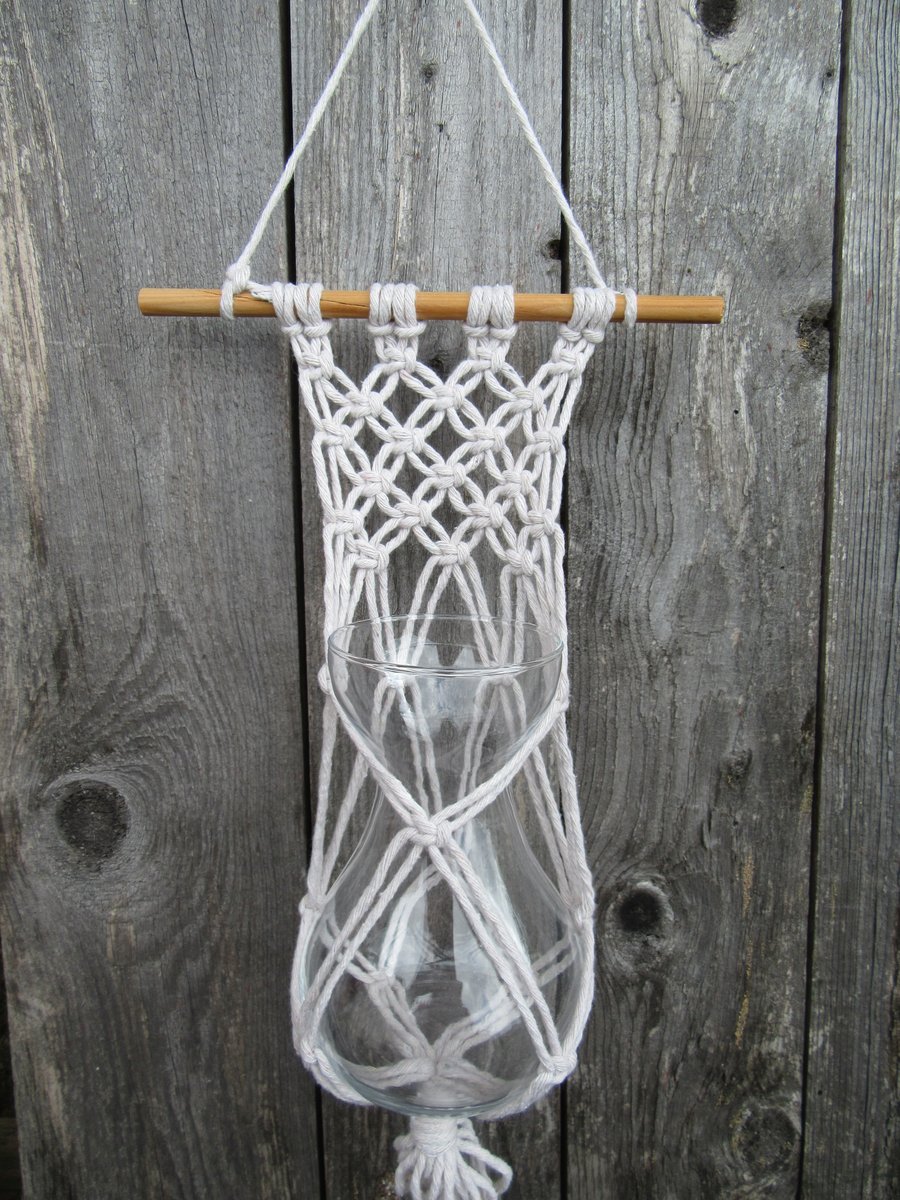 Macrame vase wall decor, flower holder, indoor garden