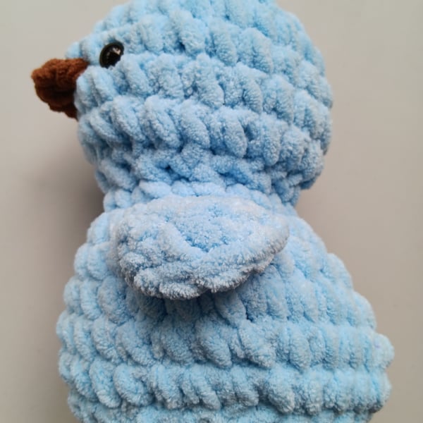 Crochet Plushie Duckling (Light Blue-Brown) - super soft, great gift!