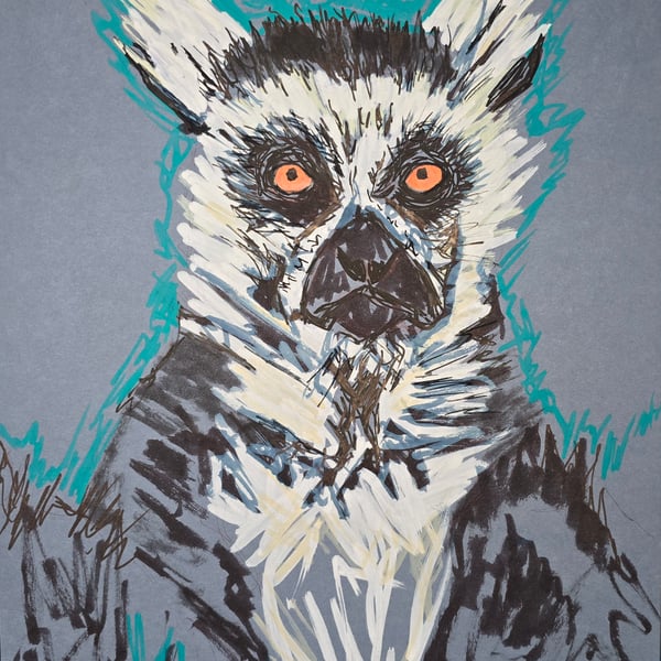 Lemmy the Lemur - A4 painting