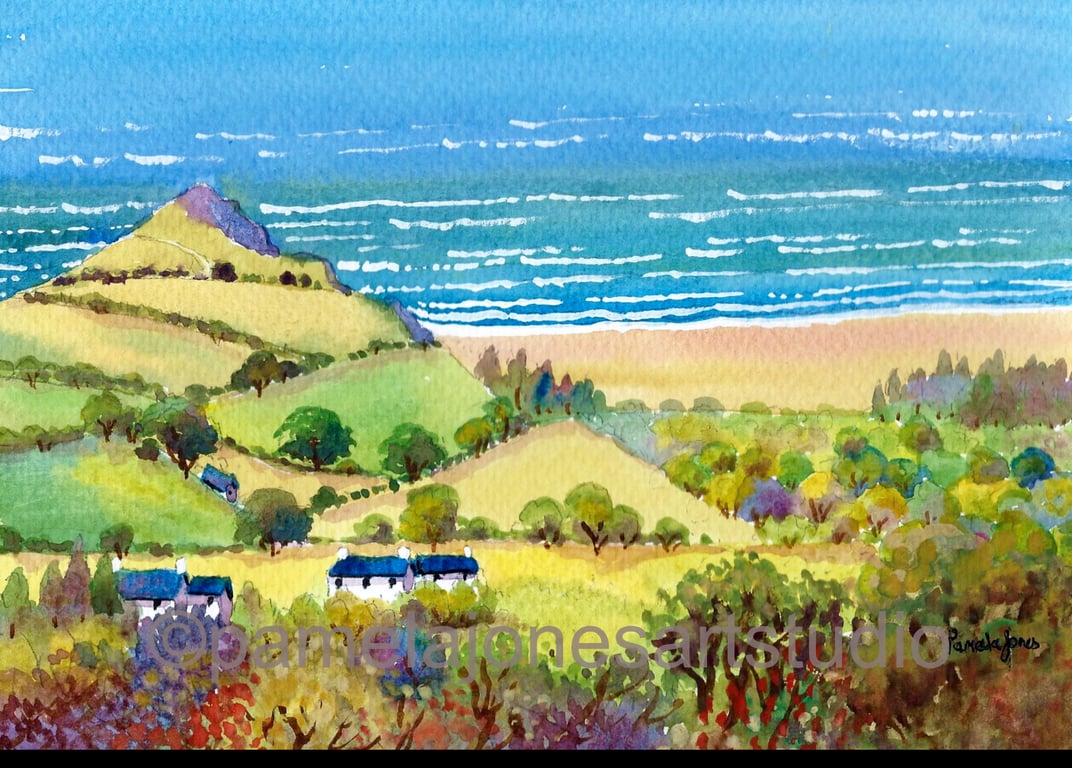 Landimore Painting, North Gower Painting, Original watercolour in 14 x 11" mount