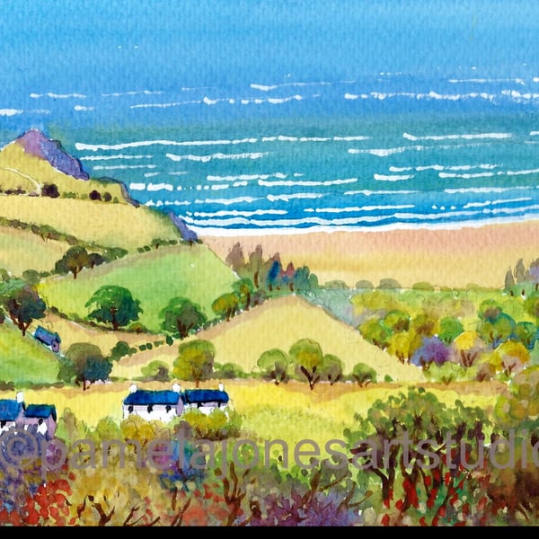 Landimore Painting, North Gower Painting, Original watercolour in 14 x 11" mount