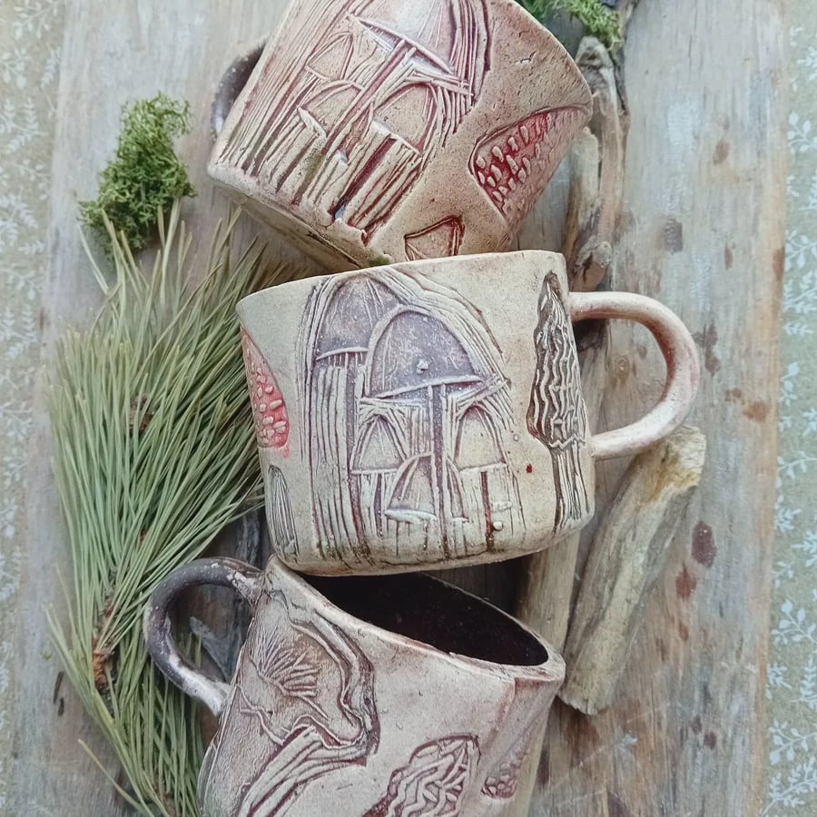 mixed mushroom tea cup - stoneware smaller cup mug teal or natural