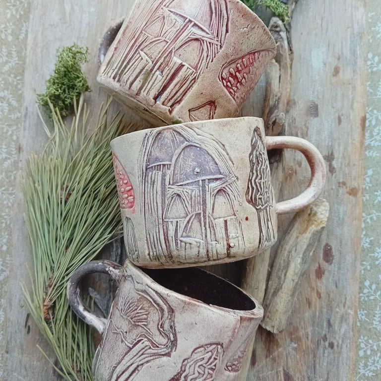 mixed mushroom tea cup - stoneware smaller cup mug teal or natural