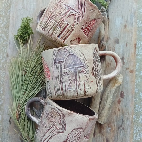 mixed mushroom tea cup - stoneware smaller cup mug teal or natural