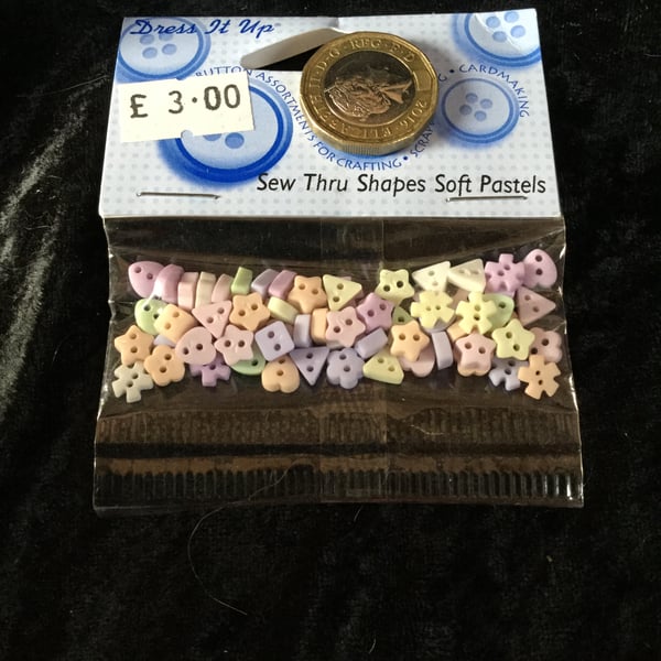 Dress It Up Buttons Sew Thru Shapes Soft Pastels