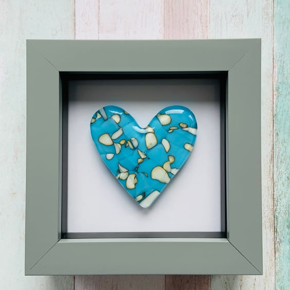 Beautiful Framed Cast Glass Heart