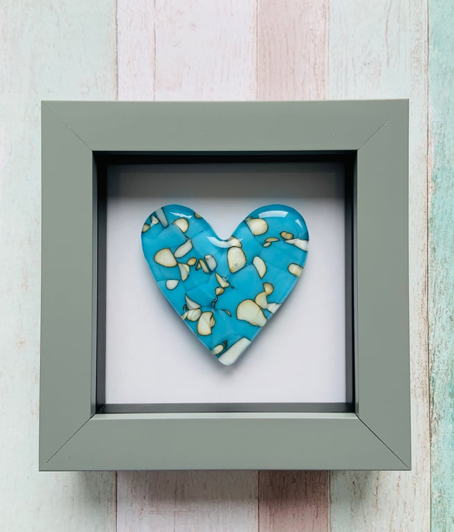 Beautiful Framed Cast Glass Heart