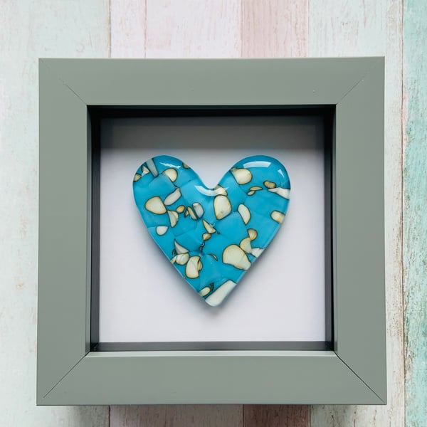 Beautiful Framed Cast Glass Heart