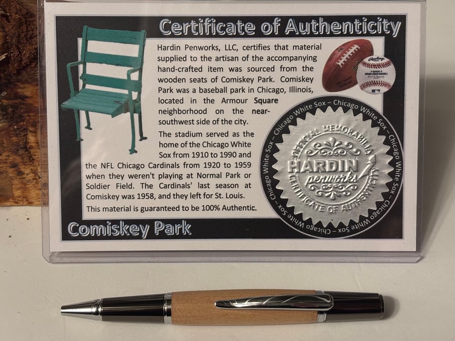 Comiskey Park Ballpoint Pen, Home of the White Sox, Handmade Baseball Gift