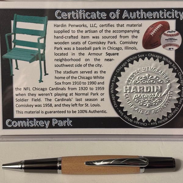 Comiskey Park Ballpoint Pen, Home of the White Sox, Handmade Baseball Gift