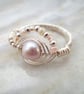 Wire Wrapped Pearl Ring - Image 1