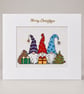 Handmade Cross-Stitch Christmas Card – Three Festive Gonks - Image 2