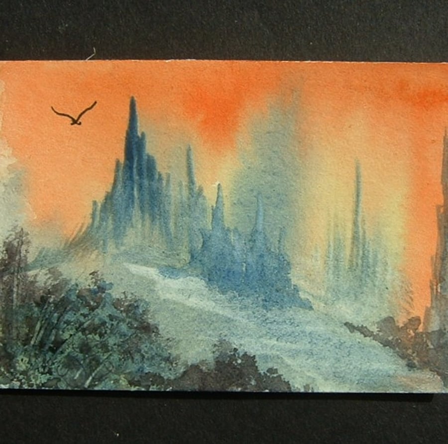 painting art aceo fantasy original watercolour ref 540