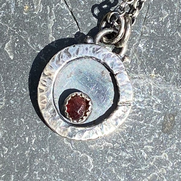 Thames garnet shadow box pendant