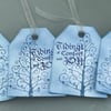 Set of 4 Christmas tree Tidings of comfort and joy gift tags