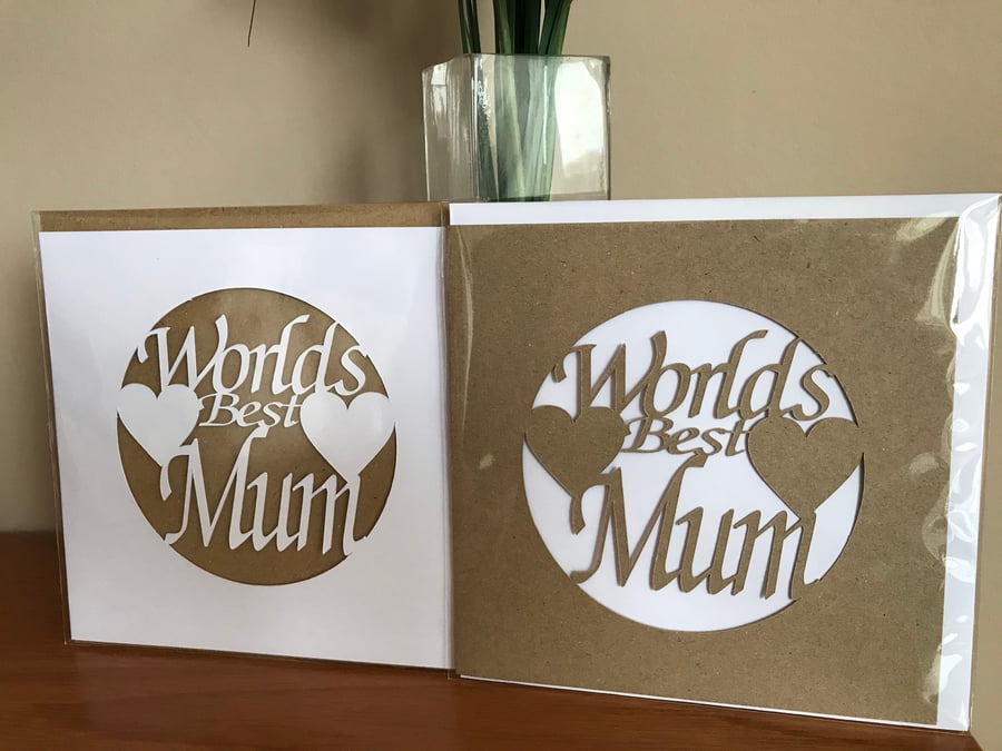  Mother’s Day or birthday card in white or brown kraft card with envelope.