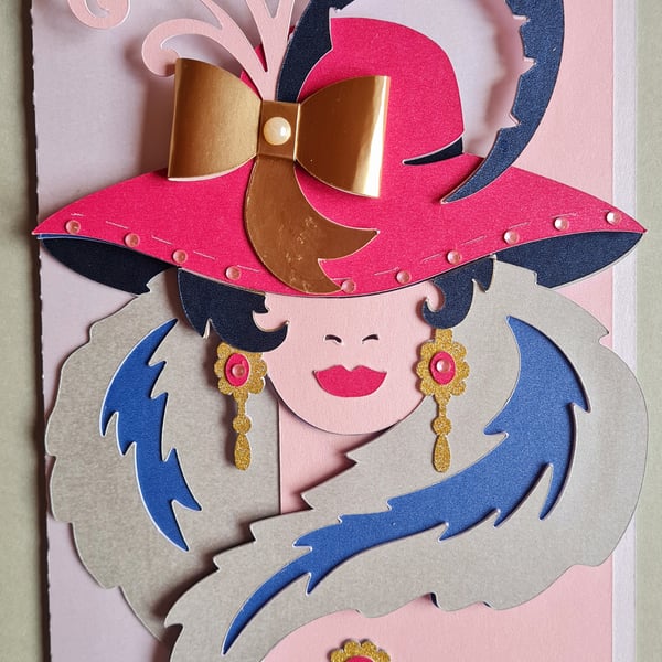 Handmade Glamorous Hat Card