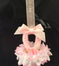 Pink baby dummy pram charm hand knitted  - Image 1