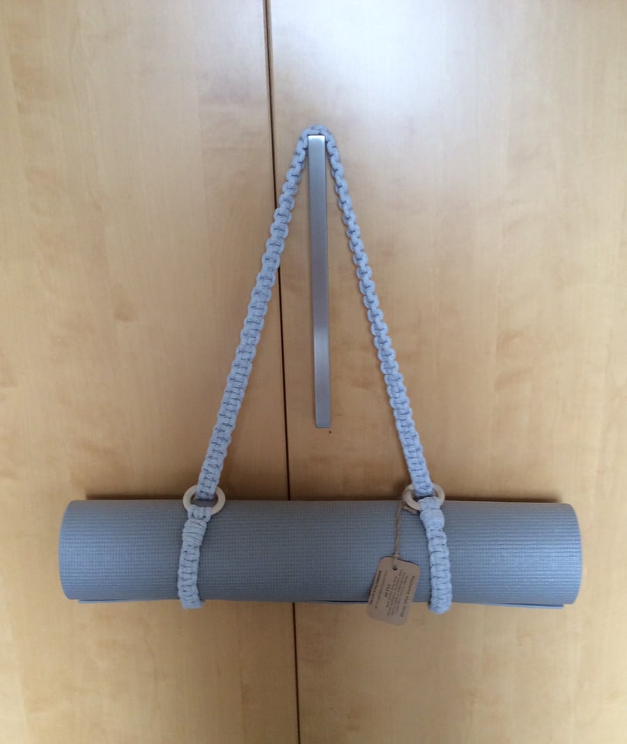 Macrame Yoga Mat Strap - Grey - Folksy