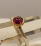 Rhodolite Garnet Ring - Sterling Silver Gold Bezel - Size K - Image 6