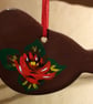 Ceramic hanging bird handpainted with canal art style roses