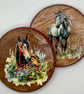 Set of 2 round wood coasters with horses - Image 2