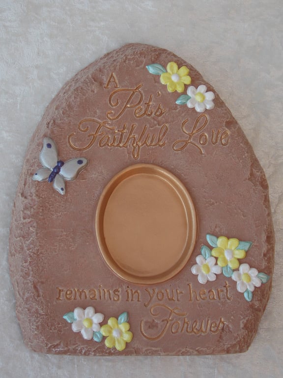 Ceramic Hand Painted Pet Memorial Keepsake Photo Picture Wall Hanging Plaque.