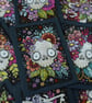 bony botanical skull - original aceo - Image 1