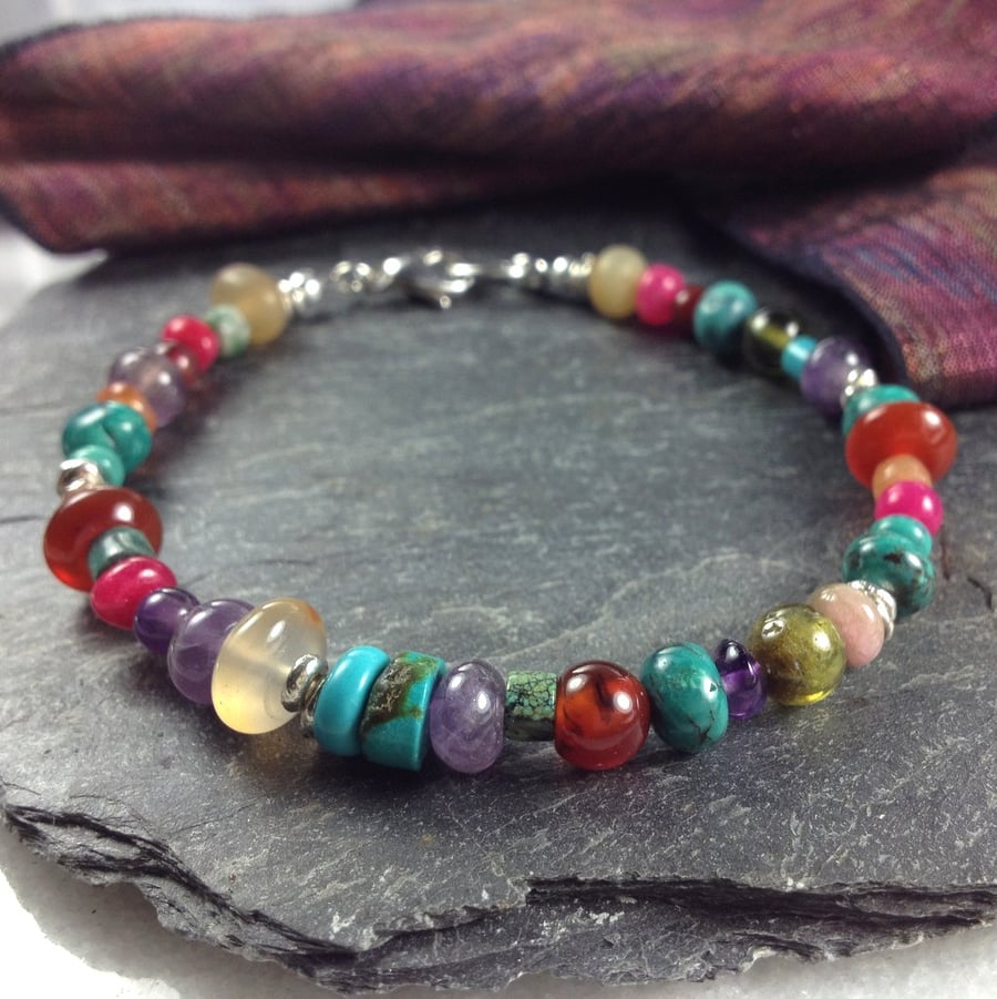 Juicy Gemstone and silver Bracelet 