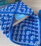 Granny Square Book Sleeve - Book Wrap -  Blue Crocheted Book Sleeve