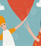 Meet You At The Beach, man and woman with heart, Giclee print - Image 2