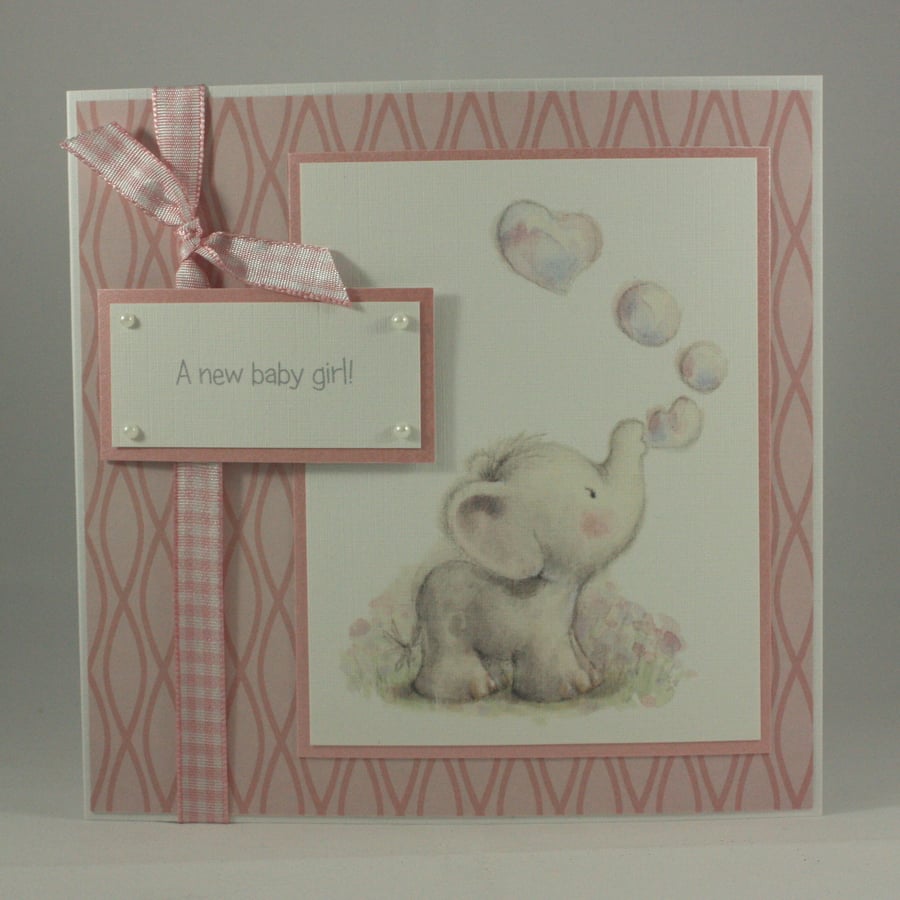 Handmade pink new baby card